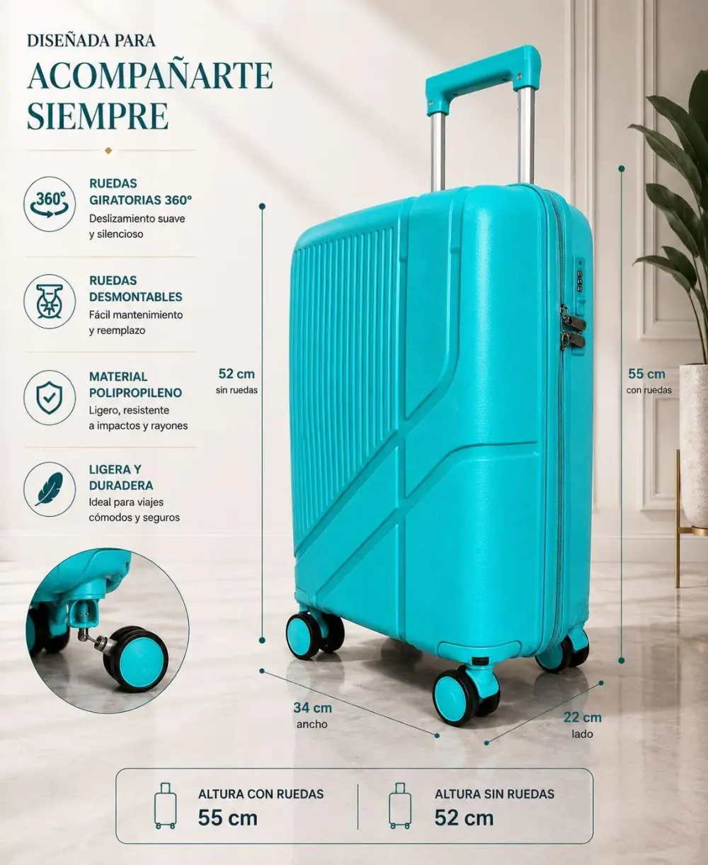 Maleta Carry-On Turquesa