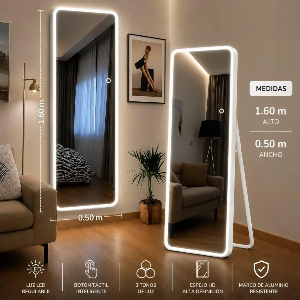Espejo LED de Cuerpo Completo Blanco