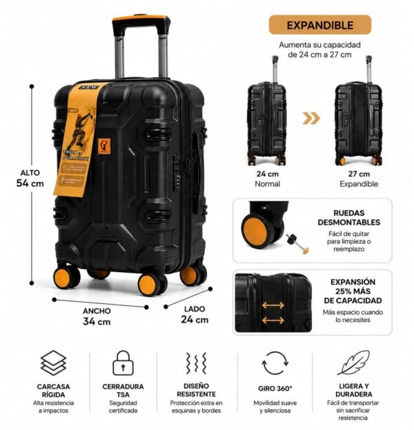 MALETA POLICARBONATO 10 KG EXPANDIBLE