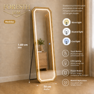 ESPEJO LED OCTAGONO 1.60 CM X 50 CM