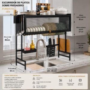 ESCURIDOR DE PLATOS 85 CM X 28 CM UN NIVEL