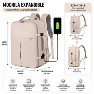 MOCHILA VIAJERA EXPANDIBLE SEMI IMPERMEABLE