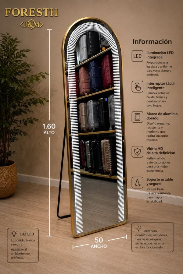 ESPEJO LED OVALADO 1.60 CM X 50 CM