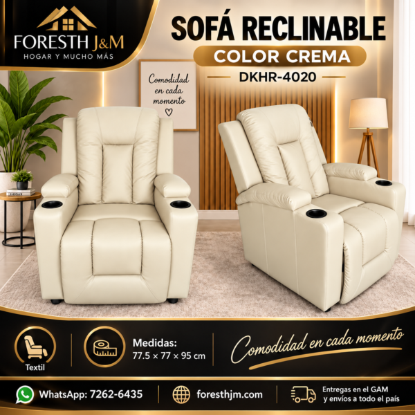 Sofá reclinable crema Foresth J&M SOFA RECLINABLE